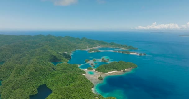 Beautiful Tropical Beach Blue Sea Transparent Turquoise Ocean Water Surface — стоковое видео