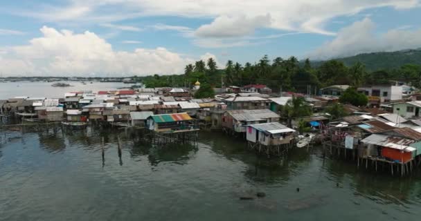 Mieszkańcy Stilt Domy Rybaków Nad Morzem Zamboanga Del Sur Mindanao — Wideo stockowe