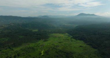 Filipinler 'in dağlık bir bölgesinde yağmur ormanları ve tarım arazileri olan dağlar. Mindanao..