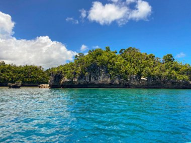 Sohoton cove, island with beautiful rock structures and green plants. Bucas Grande. Philippines. clipart