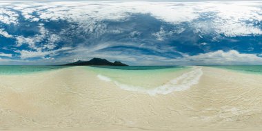 Ocean waves over sandbar in Camiguin Island. Philippines. VR 360. clipart