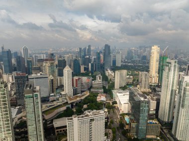 Makati Skyline, Metro Manila, Filipinler 'deki İnşaat ve İş Bölgeleri.