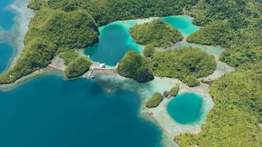 Güzel deniz koyları, Tagana-an 'daki sahil sahilleri ve gölcükler. Mindanao, Filipinler.