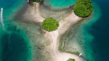 Boslon Adası 'nda turkuaz su ve kumlu plajlar. Surigao del Sur, Filipinler.