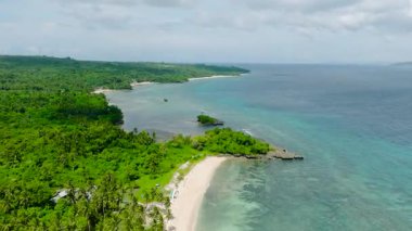 Turkuaz deniz suyu, mercan resifleri ve plajları olan tropik bir ada. Carabao Adası. Romblon, Filipinler.