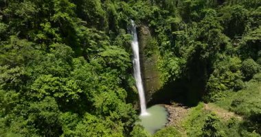 Filipinler 'deki Alalum Şelaleleri, yemyeşil ormanlarla çevrili şelaleler. Mindanao..