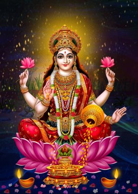Maa laxmi image, lakshmi devi poster, laxmi mata image for wallpaper. Indian god Laxmi maa colourful background,  clipart