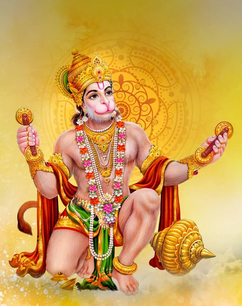 カラフルなHdバックグラウンドを持つハンマン神 インド神ハヌマンジ — ストック写真
