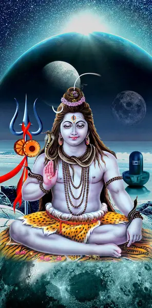 Seigneur Shiva Dieu Hindouisme Boeuf Serpent Animal Illustration Spirituelle Indien — Photo