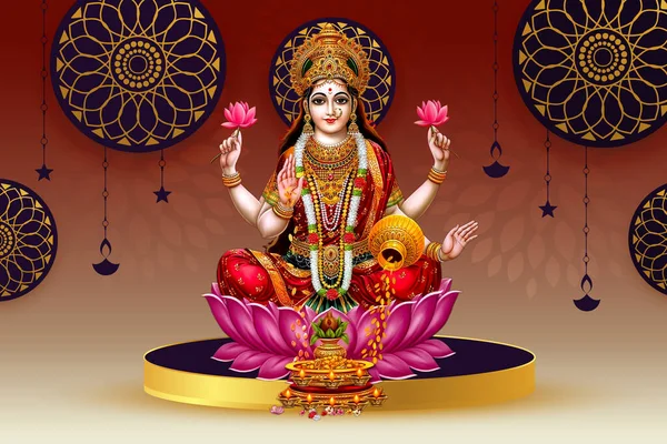 Lord Laxmi Mata Affiche Dieu Indien Lakshmi Maa — Photo