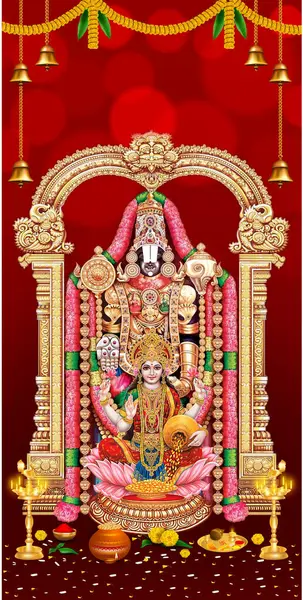 Indian god Balaji with laxmi mata. Hindu God Tirupati venkatachalapathy. Tirupati Balaji Hindu god - Protector Vishnu