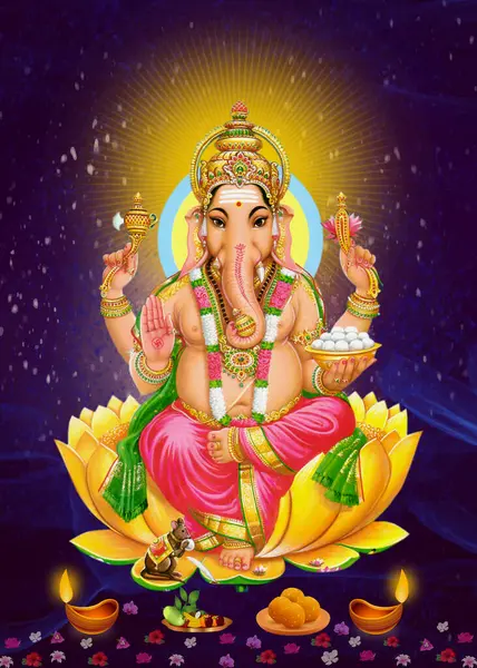 Ganpati 장식적인 배경에 다채로운 Ganesha의 Ganesh 가네샤 — 스톡 사진