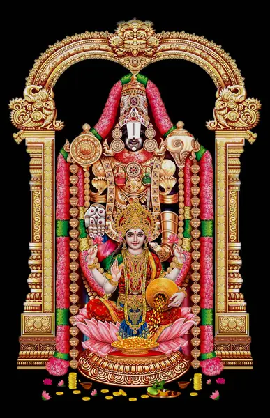 Dieu Hindou Tirupati Venkatachalapathie Dieu Indien Balaji Avec Laxmi Mata Photos De Stock Libres De Droits