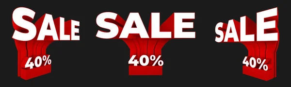 Red White Sale Icon Percentage Black Background Stopper Banner Marketing — Stock Photo, Image