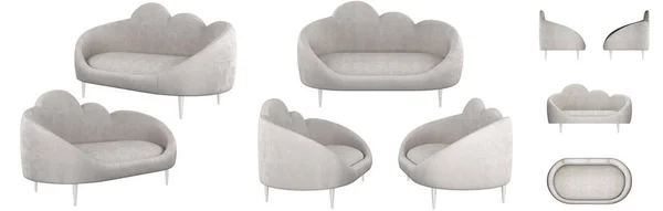 Moderní Stylový Design Sofa Cloud Slonovina Dětském Pokoji Nebo Obýváku — Stock fotografie