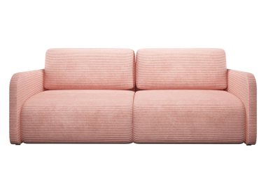 Modern çift hafif mercan kanepe. Tasarım, kolaj ve afiş için kanepe projeksiyonu. Gerçekçi görüntü