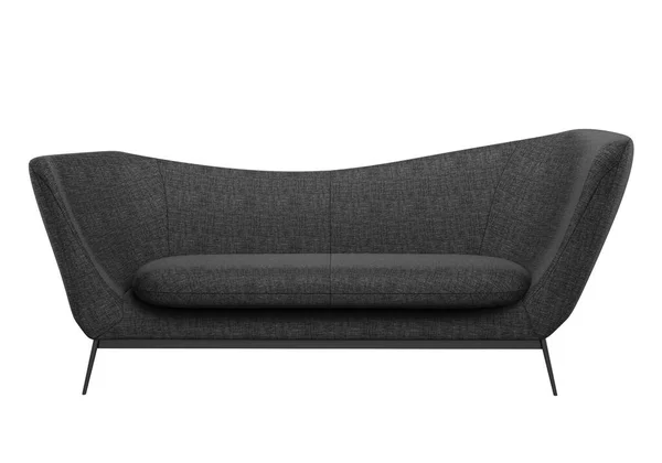 时髦的现代未来派灰色沙发 有不寻常靠背的织物沙发 在白色的背景上现实的形象 渲染3D — 图库照片