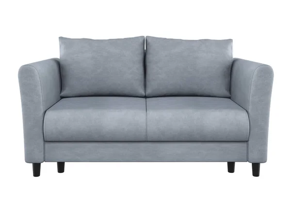 Modern Beautiful Light Gray Velvet Sofa Legs White Background Realistic — Stock Photo, Image