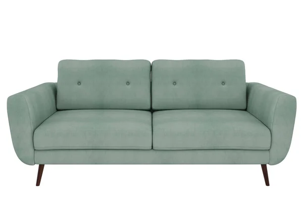 Realistyczna Pastelowa Zielona Podwójna Sofa Projekcja Sofy Projektowania Kolażu Banera — Zdjęcie stockowe