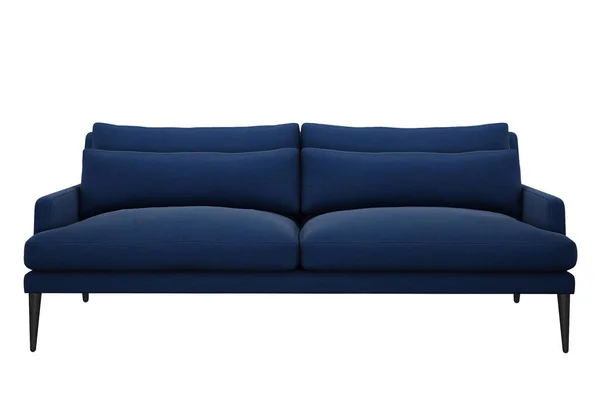 Elegante Sofá Azul Moderno Con Patas Delgadas Sobre Fondo Blanco Imagen De Stock