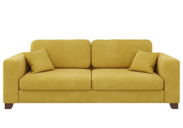 现代黄色面料沙发 索法投影设计 — 图库照片