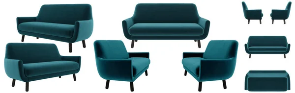 Ein Modernes Rundes Grünes Stoffsofa Mit Beinen Sofa Von Verschiedenen — Stockfoto