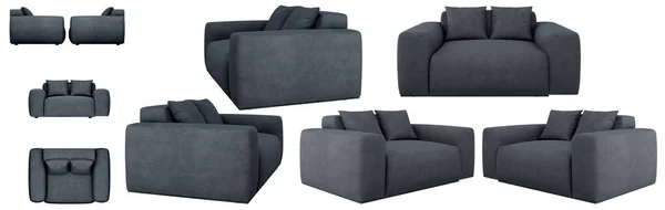 现代深灰色面料沙发 索法来自四面八方 索法投影设计 — 图库照片