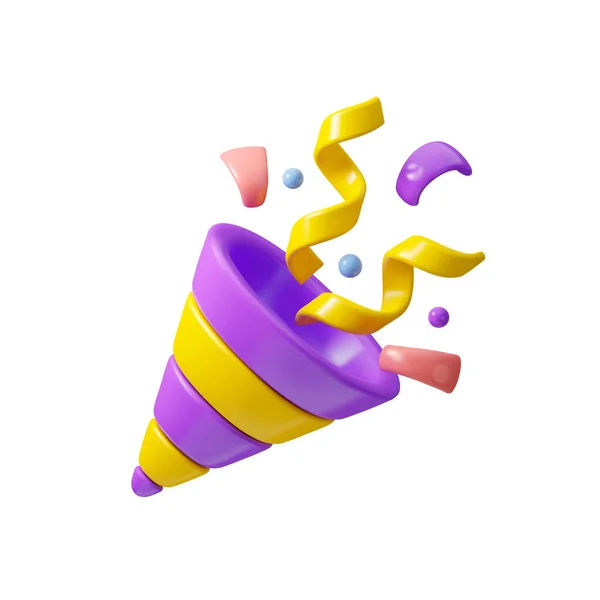 Vector Icono Partido Popper Emoji Dibujos Animados Cumpleaños Confeti Explosión — Archivo Imágenes Vectoriales