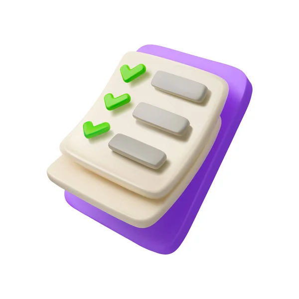 İşaretli vektör 3d simge listesi. Anket ya da geri bildirim konsepti, beyaz arka planda izole edilmiş. Düzenleyici illüstrasyon yapmak için