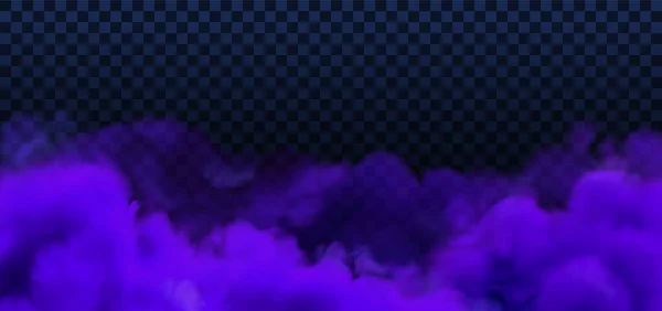紫色万圣节透明背景 矢量魔法烟雾或雾气背景隔离 紫罗兰现实的天空云雾效应 — 图库矢量图片