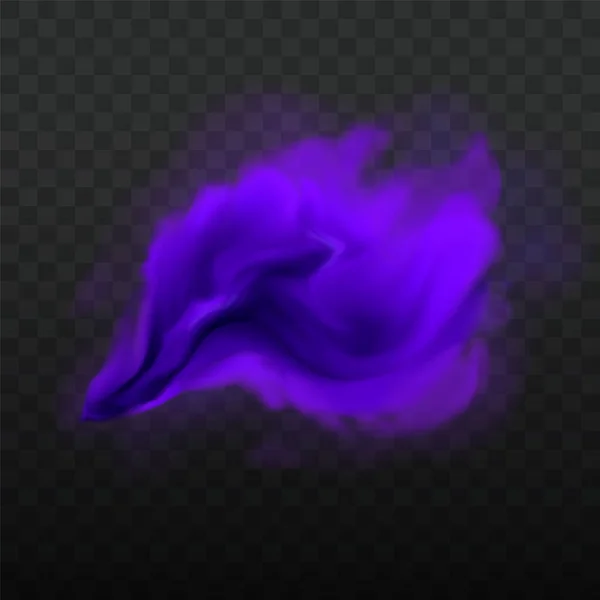 Purple Halloween Smoke Vector Magic Cloud Fog Background Isolated Violet — Stock Vector