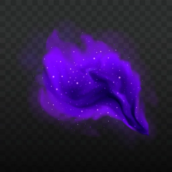 Фиолетовый Волшебный Дым Хэллоуин Векторное Облако Звездами Туманным Фоном Изолировано — стоковый вектор