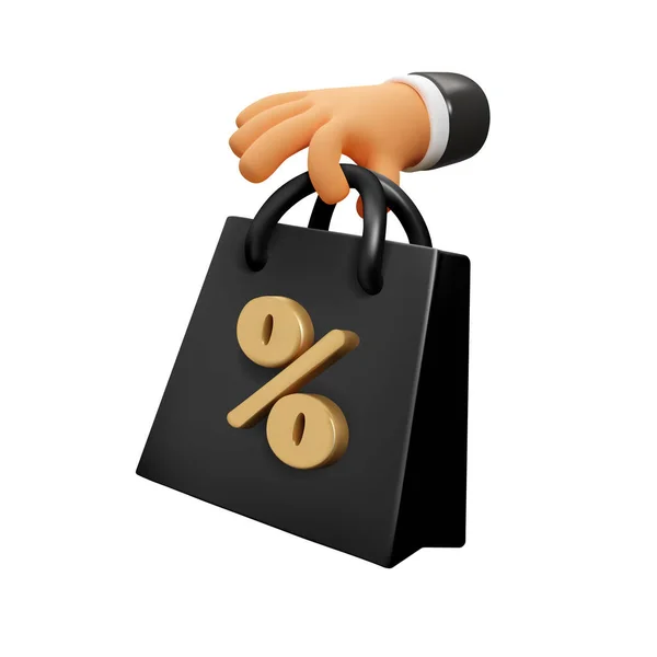 Vector Black Friday Sale Hand Holding Shopping Bag Icon Discount — Stock Vector