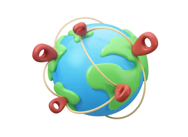 Vector Earth Globe Pin Connectors Icon Worldwide Delivery Concept Business — Stock Vector