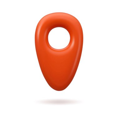 Harita iğne simgesi. Vektör 3 boyutlu işaretçi hedef konumu gösteriyor. Kırmızı yol etiketi