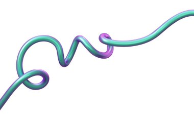 Soyut yanardöner dalgalı boru vektörü 3 boyutlu arka plan. Holografik metalik spiral tasarım. Kopyalama alanı olan eğri şekilli poster düzeni