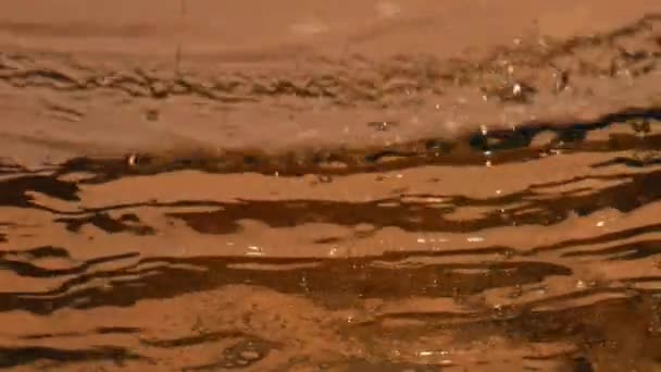 Carbonated Beer Splashing Goblet Closeup Inebriant Liquid Overflowing Transparent Glassware — Stock Video