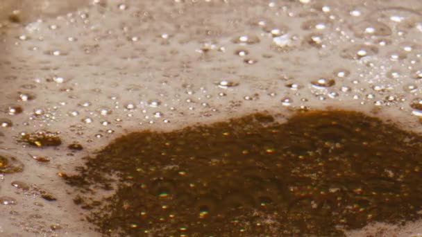 Крупный План Круглого Бокала Пивом Чистая Игристая Жидкость Движется Внутри — стоковое видео