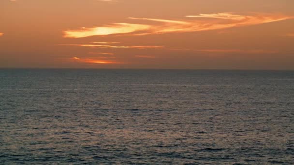 Calm Ocean Sunrise Horizon View Summer Beautiful Golden Sunset Landscape — Video Stock