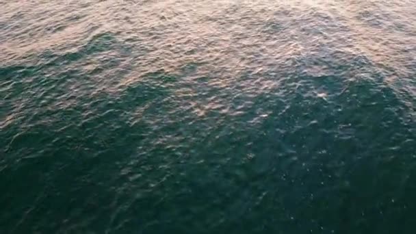Marine Water Waving Surface Reflecting Sun Beams Close Deep Blue — Stock Video