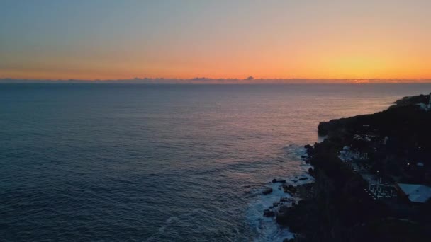 Akşam Gökyüzü Deniz Ufku Drone Görüntüsü Sakin Derin Okyanus Dalgaları — Stok video