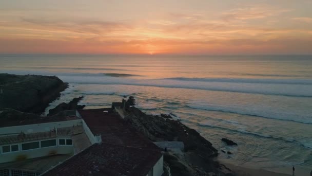 Vue Sur Drone Incroyable Lever Soleil Sur Mer Belle Côte — Video