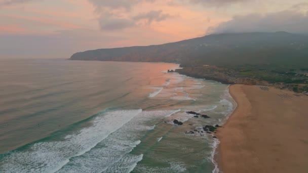 Increíble Salida Del Sol Vista Aérea Orilla Del Mar Hermosas — Vídeos de Stock