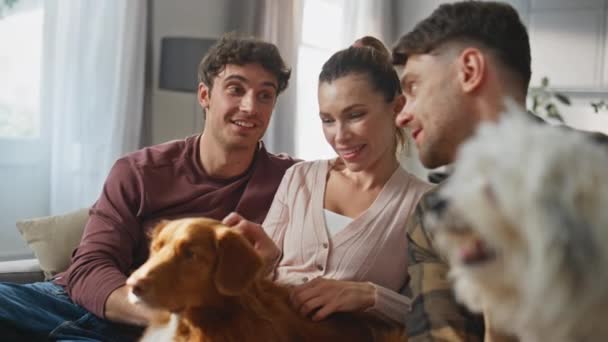 Amici Animali Che Parlano Insieme Accogliente Appartamento Week End Mattina — Video Stock