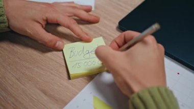 Muhasebeci özel kabinede bütçeyi hesaplıyor. Tanımlanamayan işadamı, çalışma masasına yapıştırılmış çıkartma notları yazıyor. Ahşap yüzeyde anonim bir adam ilerleme analizi yapıyor.