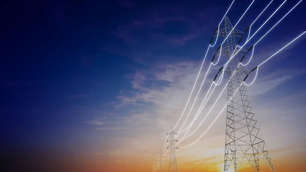 Torre Transmisión Eléctrica Alto Voltaje — Foto de Stock