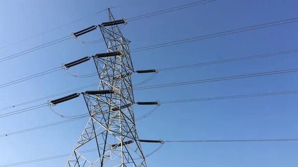 Electricity Transmission Towers Glowing Wires — Zdjęcie stockowe