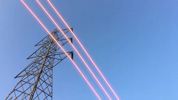 Electricity Transmission Towers Glowing Wires — Stock Photo, Image