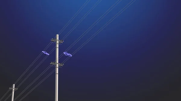 Високовольтні Лінії Електричних Полюсів — стокове фото