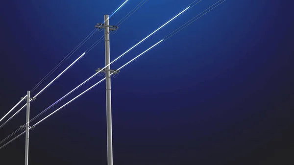 Linhas Elétricas Alta Tensão Postes Eletricidade — Fotografia de Stock
